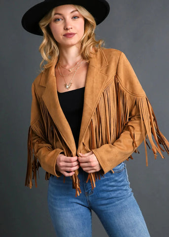 Faux Suede Fringe Jacket