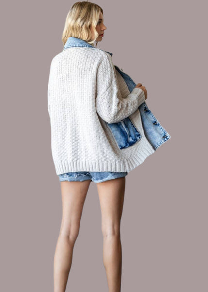 Knit Layered Denim Jacket