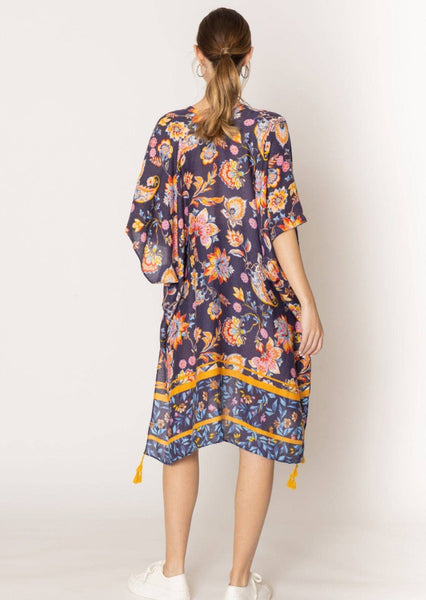 Leilani Floral Print Kimono With Tassels