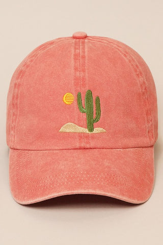 Southwestern Cactus Embroidered Ball Cap Hat