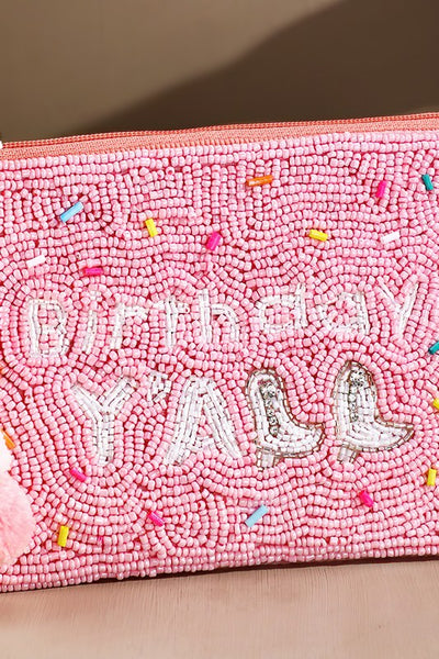 Birthday Y'all Beaded Credit Card Coin Purse