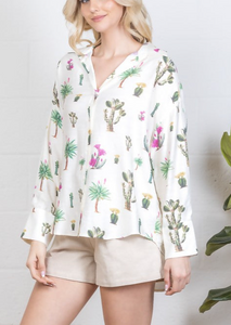 Desert Vibes Cactus Button Down Shirt