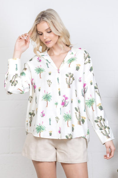 Desert Vibes Cactus Button Down Shirt