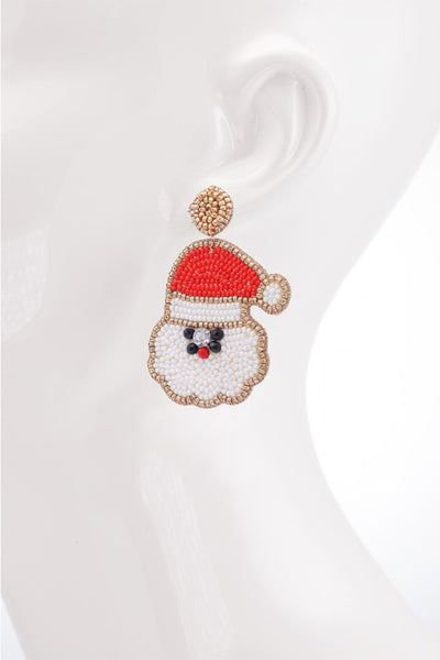 Santa Holiday Beaded Earrings