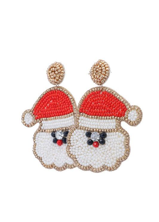 Santa Holiday Beaded Earrings