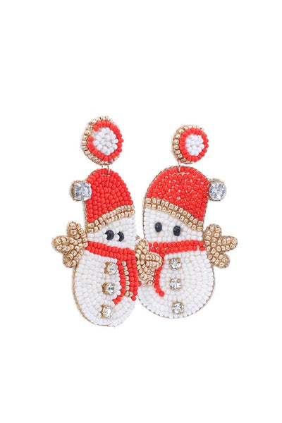 Festive Snowman Beaded Earrings