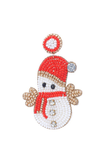 Festive Snowman Beaded Earrings