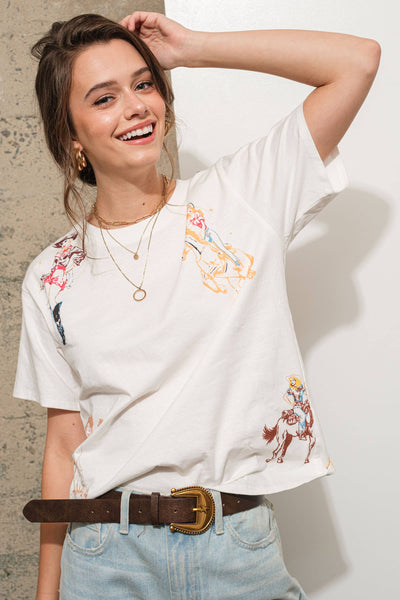 Vintage Vibes Western Motif Graphic T-Shirt