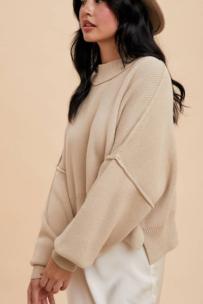 Knit Mockneck Sweater in Oatmeal