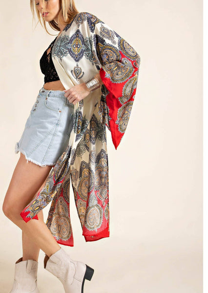 Ruby Long Patterned Kimono