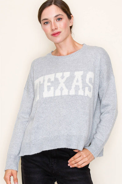 Texas Pullover Sweater in Heather Gray