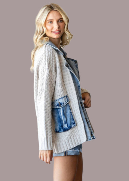 Knit Layered Denim Jacket