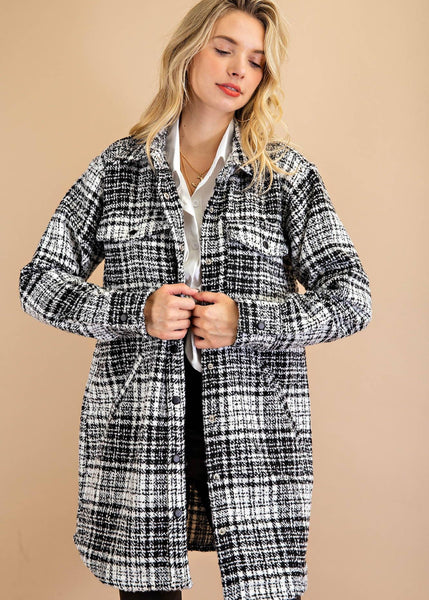 Textured Plaid Jacket in Black