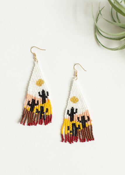 Beaded Cacti Dangle Earrings