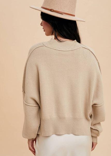 Knit Mockneck Sweater in Oatmeal