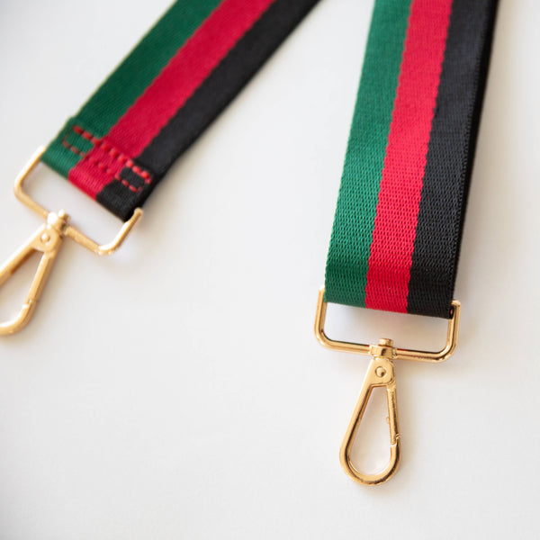 Designer Inspired Adjustable Bag Strap ~ Black, Red and Green