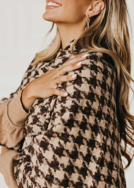 Hayley Houndstooth Shawl/Poncho