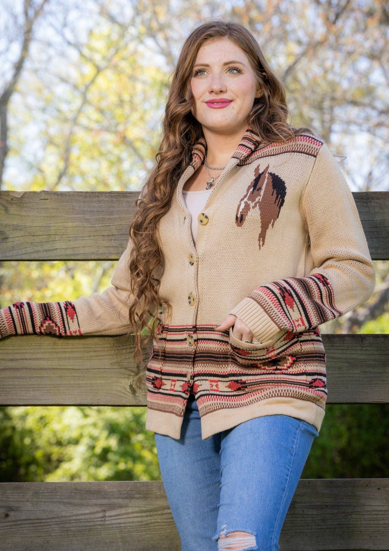 Saddle Up Horse Cardigan Sweater