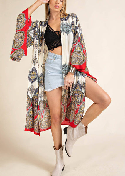 Ruby Long Patterned Kimono