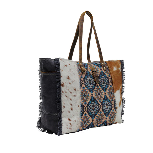 Southwestern Cowhide Weekender Bag