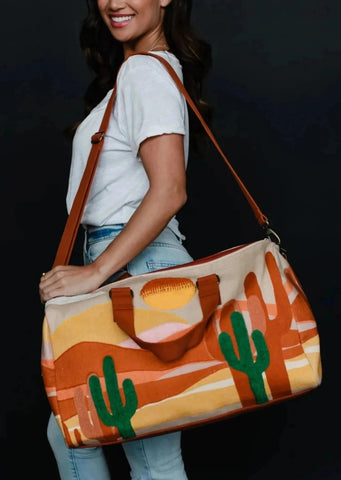 Southwestern Desert Scene Cactus Duffle Bag