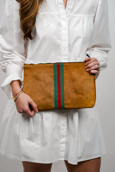 Parker & Hyde Tan Stripe Clutch