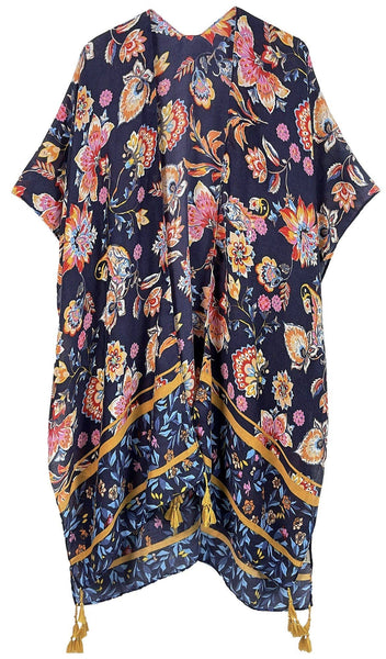 Leilani Floral Print Kimono With Tassels