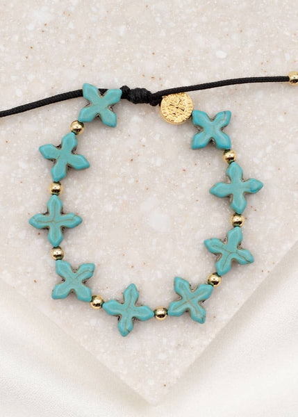 Grounded In Faith Cross Bracelet~Blue / Gold