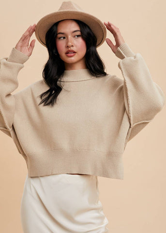 Knit Mockneck Sweater in Oatmeal