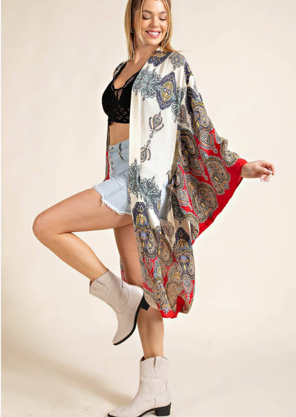 Ruby Long Patterned Kimono