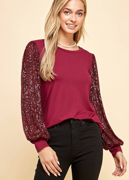 Let's Celebrate Sequins Detailed Sleeves Top