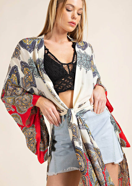 Ruby Long Patterned Kimono