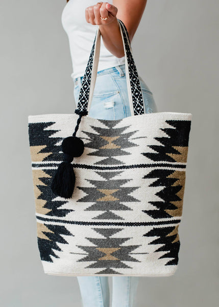 Aztec Tote Bag with Tassel Accent