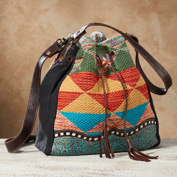 Myra Flame Tooled Leather Bucket Bag