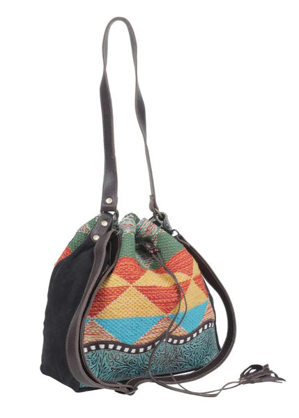 Myra Flame Tooled Leather Bucket Bag