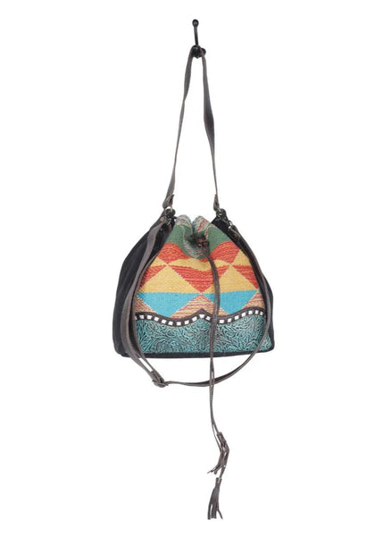 Myra Flame Tooled Leather Bucket Bag