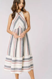 Red, White and Blue Striped Halter Dress ~ FINAL SALE