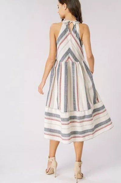 Red, White and Blue Striped Halter Dress ~ FINAL SALE