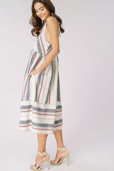 Red, White and Blue Striped Halter Dress ~ FINAL SALE