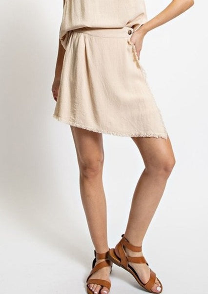 Linen Fray Hem Skort~ FINAL SALE