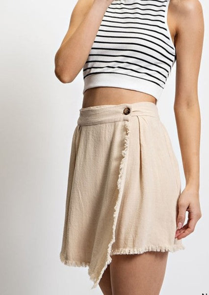 Linen Fray Hem Skort~ FINAL SALE