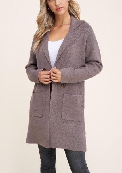 Mocha Open Front Cardigan Sweater Coat