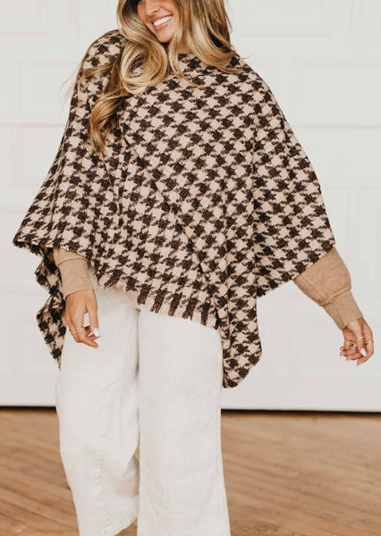 Hayley Houndstooth Shawl/Poncho